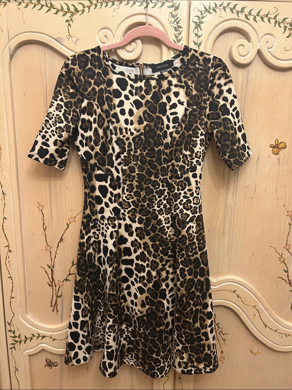 Karen Kane Brown and Black Leopard Print Dress. Fit & Flare Dress. Small